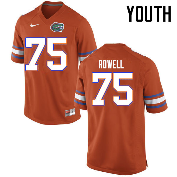 Youth Florida Gators #75 Tanner Rowell College Football Jerseys Sale-Orange - Click Image to Close